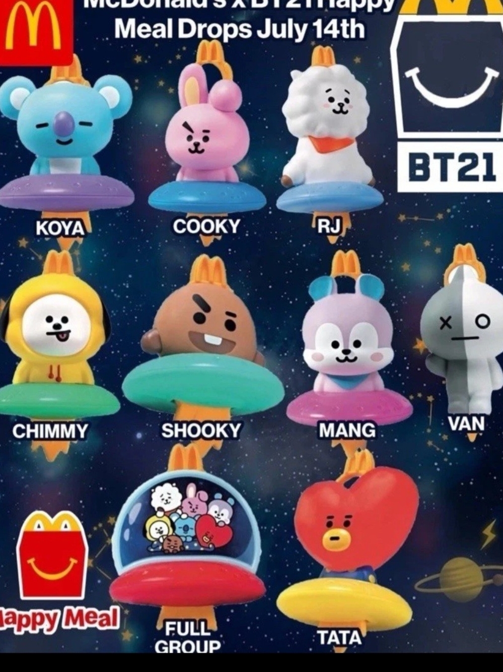 BT21 McDonald's Happy Meal Flying Figure - Assorted Colors.